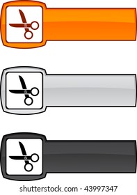  scissors  web button. Vector illustration.