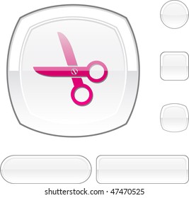 scissors white buttons. Vector illustration.