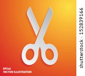 Scissors white icon on orange background