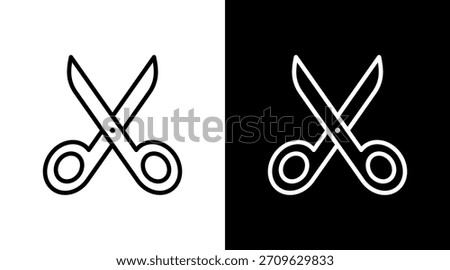 Scissors White Icon Set Design