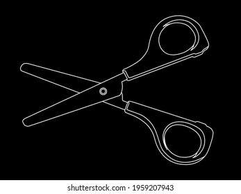 Scissors white on black background