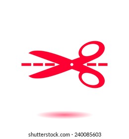 Scissors with-cut lines icon.