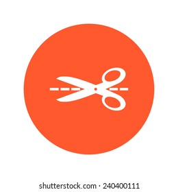 Scissors with-cut lines icon.