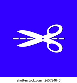 Scissors with-cut lines icon.