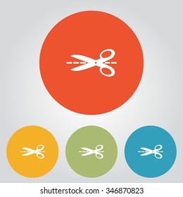 Scissors with-cut lines icon.