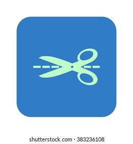 Scissors with-cut lines icon.