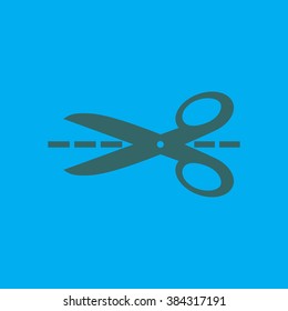 Scissors with-cut lines icon.