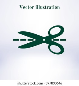 Scissors with-cut lines icon.
