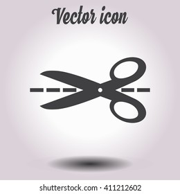 Scissors with-cut lines icon.