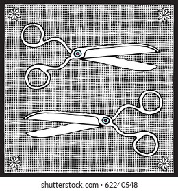 scissors woodcut