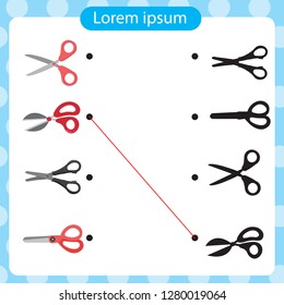 Scissors worksheet vector design