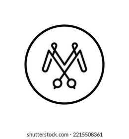 Scissor-shaped letter M logo for beauty business