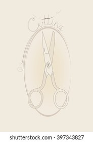 Scissors.Vector card illustration.