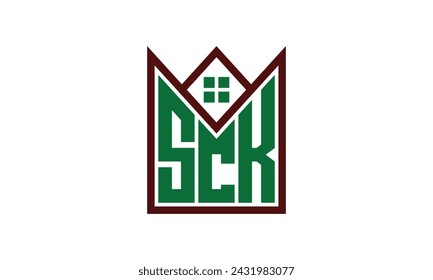 SCK initial letter real estate builders logo design vector. construction, housing, home marker, property, building, apartment, flat, compartment, business, corporate, house rent, rental, commercial