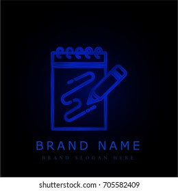 Scketching blue chromium metallic logo