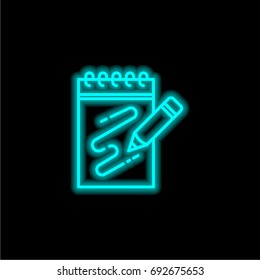 Scketching blue glowing neon ui ux icon. Glowing sign logo vector