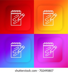 Scketching four color gradient app icon set