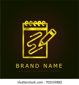 Scketching golden metallic logo