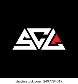 SCL triangle letter logo design with triangle shape. SCL triangle logo design monogram. SCL triangle vector logo template with red color. SCL triangular logo Simple, Elegant, and Luxurious design.