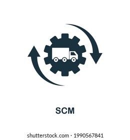 Scm icon. Simple creative element. Filled monochrome Scm icon for templates, infographics and banners