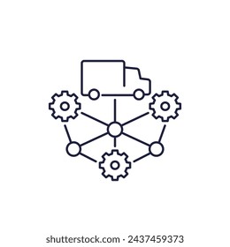 SCM icon, Supply chain management line vector