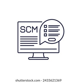 SCM software line icon, Supply chain management