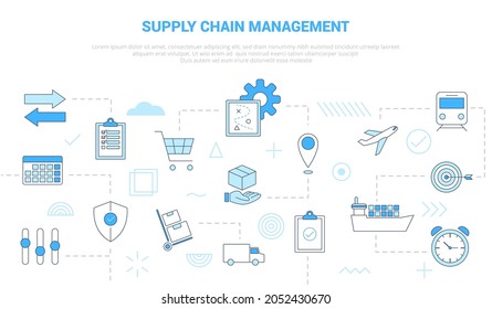 scm supply chain management concept with icon set template banner with modern blue color style