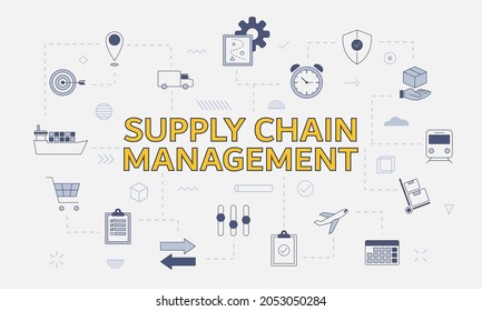 scm supply chain management concept with icon set with big word or text on center