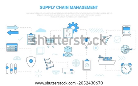 scm supply chain management concept with icon set template banner with modern blue color style 商業照片 © 