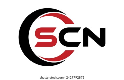 SCN initial letter creative circle shape icon swoosh logo design vector template. monogram, lettermark, circle, calligraphy, symbol, emblem, elegant, abstract, wordmark, sign, art, typography, fashion