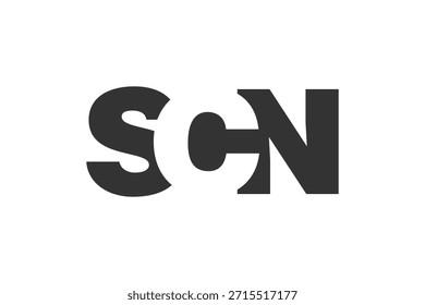Design do logotipo SCN. letra inicial S C N negrito estilo de fonte para start-ups de tecnologia, consultoria, marca corporativa. Nome criativo da empresa, manchetes identidade tipográfica, logotipo moderno. Ilustração vetorial.