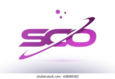sco s c o  alphabet letter logo combination purple pink creative text dots company vector icon design template