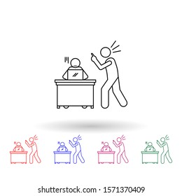 Scolded by boss multi color icon. Simple thin line, outline vector of people in the work icons for ui and ux, website or mobile application