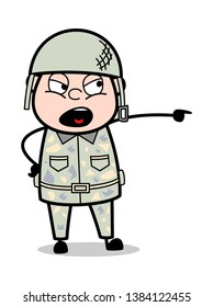 Scolding Gesture - Cute Army Man Cartoon Soldier Vector Illustration