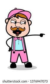 Scolding Gesture - Retro Delivery Man Vendor Vector Illustration