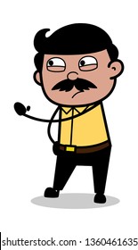 Scolding - Indian Cartoon Man Father Vector Illustration