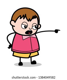 Scolding Style - Teenager Cartoon Fat Boy Vector Illustration