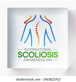 Scoliosis awareness day is observed every year in June, it is an abnormal lateral curvature of the spine. It is most often diagnosed in childhood or early adolescence. Vector illustration.