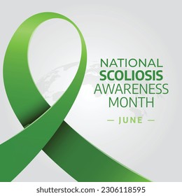 scoliosis awareness month design template for celebration. scoliosis awareness month green ribbon. green ribbon design illustration. ribbon vector.