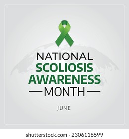 scoliosis awareness month design template for celebration. scoliosis awareness month green ribbon. green ribbon design illustration. ribbon vector.