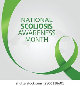 scoliosis awareness month design template for celebration. scoliosis awareness month green ribbon. green ribbon design illustration. ribbon vector.