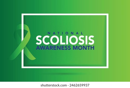 scoliosis awareness month design template for celebration. scoliosis awareness month green ribbon. green ribbon design illustration. ribbon vector.
