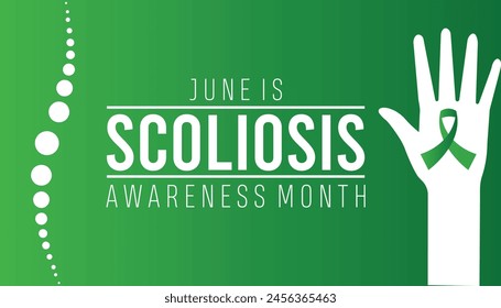 Scoliosis Awareness Month every year in June. Template for background, banner, card, poster with text inscription.