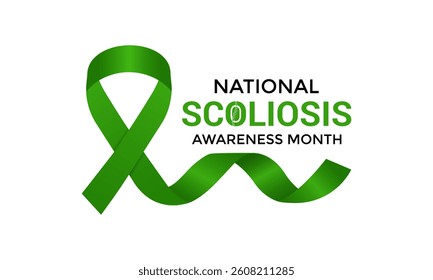 Scoliosis Awareness Month health awareness Realistic ribbon Banner and background design template. Observed yearly in June. EPS 10 Vector design.