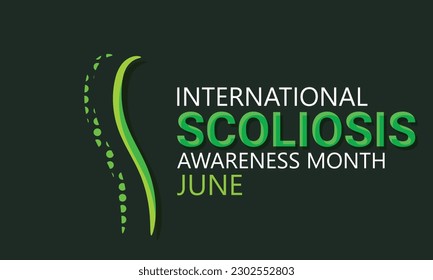 Scoliosis awareness month june. background, banner, card, poster, template. Vector illustration.