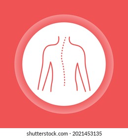 Scoliosis glyph color button icon. Spinal deformity. Isolated vector element. 