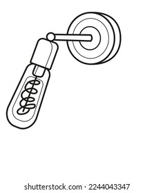 Esconde con la bombilla de Addison. Libro de colorear. Ilustración vectorial en blanco y negro.