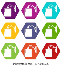Sconce icons 9 set coloful isolated on white for web