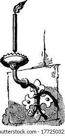 Sconce , a light fixture attached to the wall to support a candle, torch, or bulb, Candlesticks, Candelabra, vintage line drawing or engraving illustration