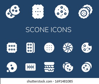 Scone Icon Set. 14 Filled Scone Icons. Included Cookie, Biscuit, Scone Icons